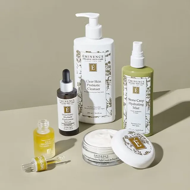 Eminence Organic Skin Care cleanser, mist, serums and creams